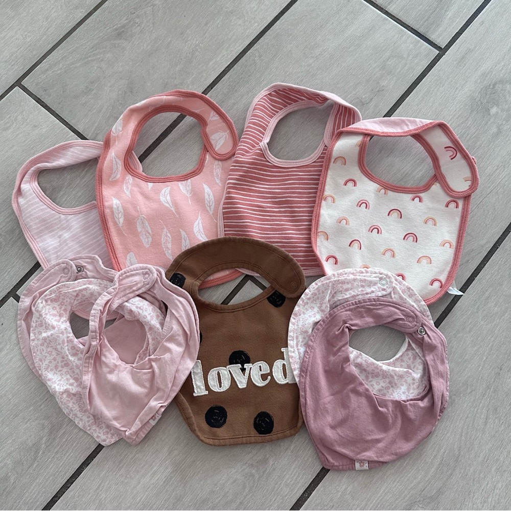 Pink and Brown Baby Bibs